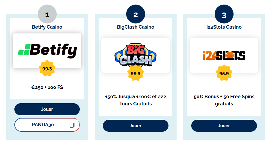 Comparaison des casinos en ligne français par jeux fm
